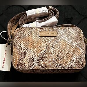 LUCKY BRAND Leather Mora Snakeskin Crossbody